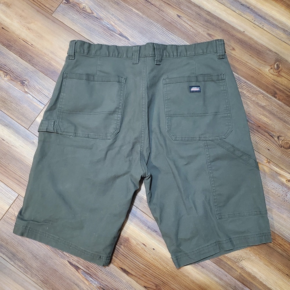 Dickies Mens 36 Moss Green Canvas Work Shorts Outdoor Hiking Stretch Carpenter